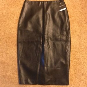 Topshop split front faux leather skirt NWT